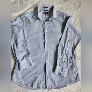 Neiman Marcus  blue gingham check long-sleeve Button-down shirt. Medium Size